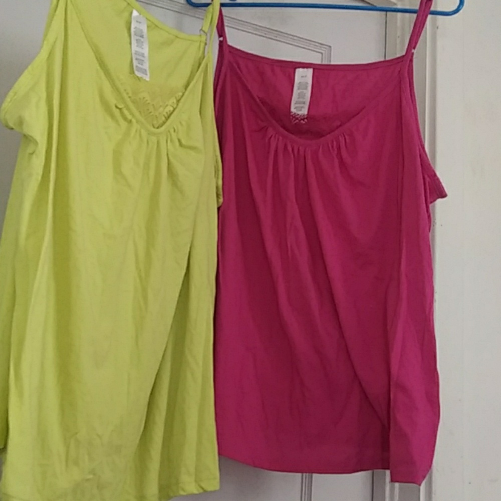 2 camis with lace in front.